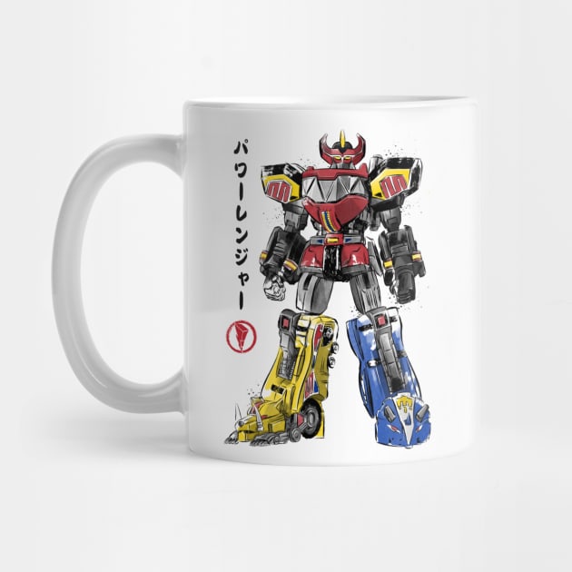 Mighty Morphin Megazord sumi e by DrMonekers